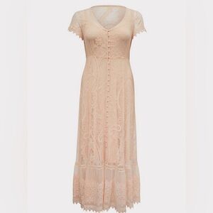 Torrid Lace Button-Front Dress in Soft Pink